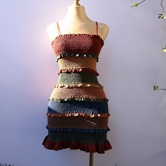 STORIA Cute Ruffle Mini Dress, Boho size Medium - Picture 1 of 6